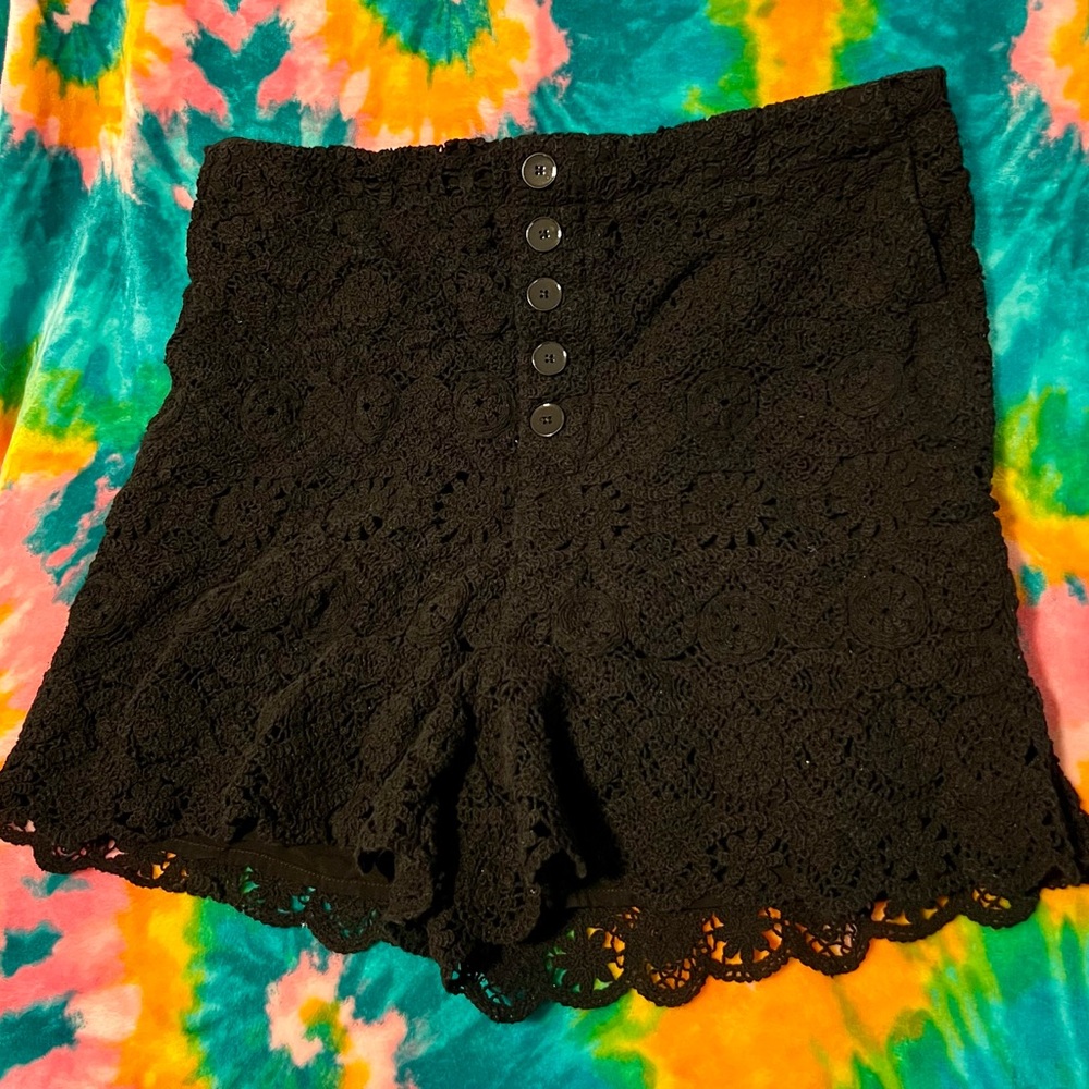 Maeve by Anthropologie - Sz. 12 Black Crochet Button Front Pull-On Shorts